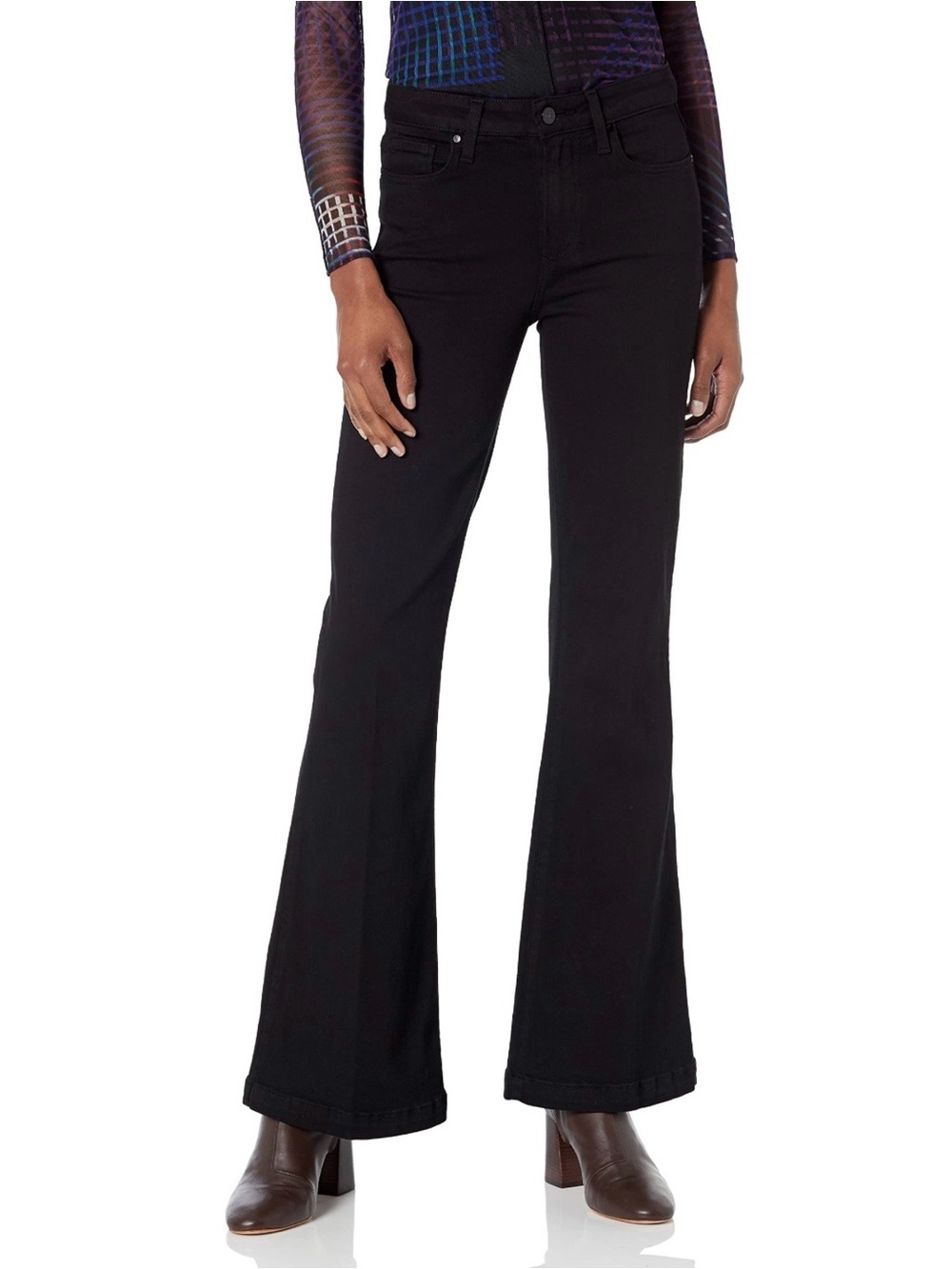 PAIGE Iconic Flaunt High Rise Flare Black Shadow Jeans Size 29 NWT